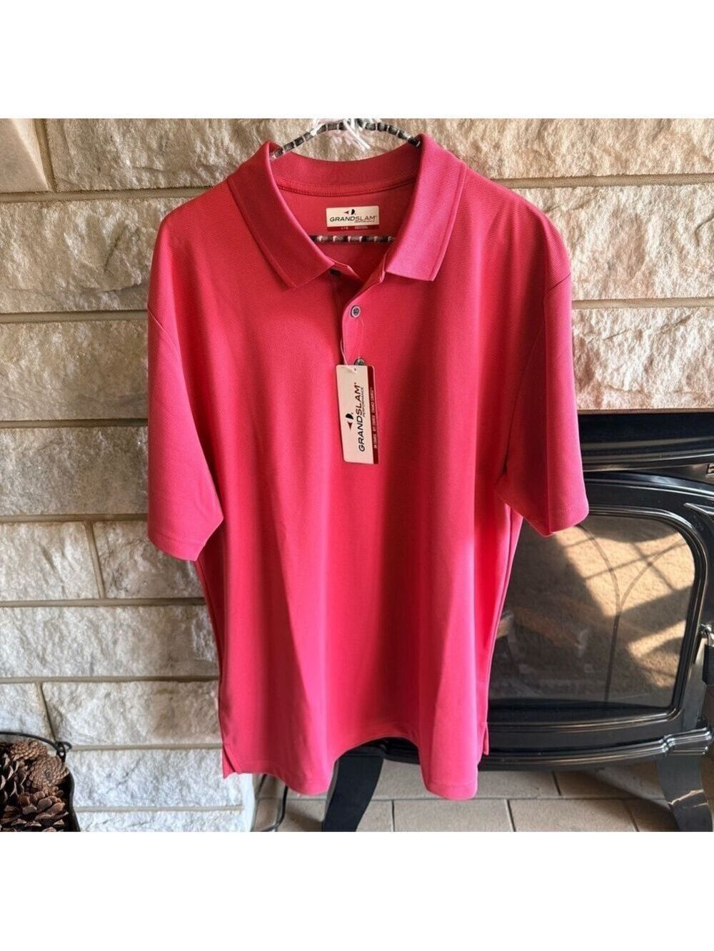 Grand Slam Men's Salmon Pink Polo Shirt Large NWT